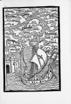 Ship in bay near cities