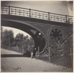 Man standing under Central Park bridge