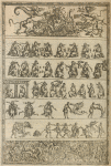 Satan enthroned; forms of torture in hell; hell fire