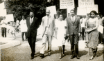 Petitioners Julian Mayfield, Alphaeus Hunton, Alice Windom, W.A. Jeanpierre and Maya Angelou Make, outside the US Embassy in Accra, Ghana