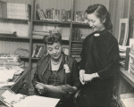 Regina Andrews (seated) with librarian Edna Law