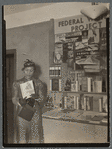 Zora Neale Hurston at Federal Writer's Project booth at New York Times Book Fair