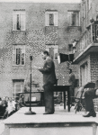 Robert C. Weaver speaking at the dedication of the University Homes housing project in Atlanta, Georgia, 1937