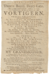 Playbill for Vortigern production at the Drury Lane Theatre, ca. 1796.
