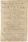 Playbill for Vortigern production at the Drury Lane Theatre