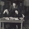 Robert E. Sherwood (standing) together with Alfred Lunt and Lynn Fontanne during rehearsal for There Shall Be No Night.