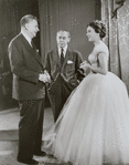 Oscar Hammerstein II, Richard Rodgers, and Julie Andrews during rehearsal for the television special Cinderella.