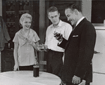 Vivian Blaine, Steve McQueen, and Frank Silvera in the stage production A Hatful of Rain