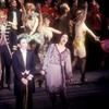 Bert Convy, Joel Grey, and cast in the stage production Cabaret