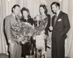 Robert Taylor (at far right) with unidentified people at CBS Radio.