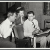 Richard Rodgers (music), Agnes De Mille (director and choreographer), and Oscar Hammerstein II (book and lyrics) at rehearsal for Allegro