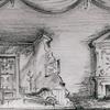 Set design sketch for the stage production Sherlock Holmes