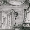 Set design sketch for the stage production Sherlock Holmes
