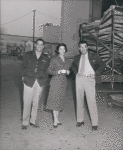 Jerry Paris, Dana Wynter, and Robert Taylor on set of the motion picture D-Day the Sixth of June