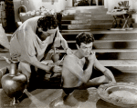 Unidentified actor and Robert Taylor in the motion picture Quo Vadis