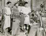 Leo Genn, Peter Ustinov, Robert Taylor, and Deborah Kerr in the motion picture Quo Vadis