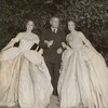 Olivia de Havilland, director Max Reinhardt, and Evelyn Venable in forest on set of the motion picture A Midsummer Night's Dream