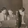Orson Welles, Archibald MacLeish and William Robson performing the radio drama Air Raid.