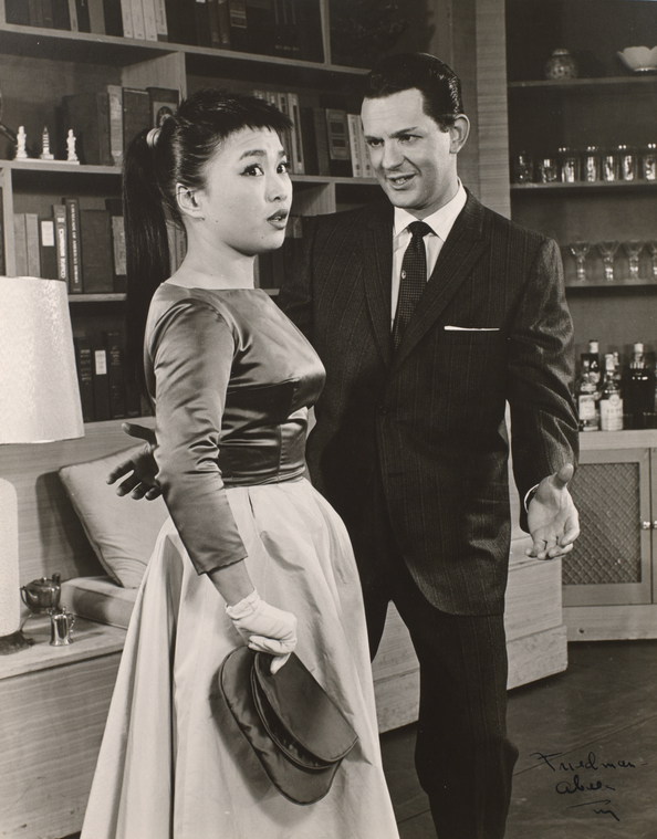 Pat Suzuki (Linda Low) and Larry Blyden (Sammy Fong) in the stage