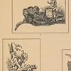 1. Cartoon of the Moscow Art Theatre troika;  2. Cartoon of naked Konstantin Stanislavsky playing a pipe