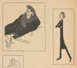 1. Cartoon of Konstantin Stanislavsky as Famusov; 3. Cartoon of Konstantin Stanislavsky as Krutitskii