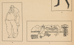 2. Cartoon of Konstantin Stanislavsky as Kareno; 4. Cartoon of Konstantin Stanislavsky with cart and angels