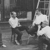 Arthur Laurents, Jerome Robbins and Leonard Bernstein being photographed during rehearsal for West Side Story.