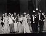 Shelley Winters, Oscar Karlweis, Edwin Fowler, Virginia MacWatters, Ralph Herbert and Gene Barry in Rosalinda (set design by Oliver Smith)