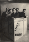 Arthur Kopit, Jack Gelber, Edward Albee, Jack Richardson, and Arnold Weinstein posing for Mademoiselle Magazine