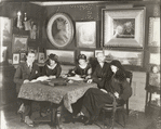 Rudolph Valentino (left) and Natacha Rambova (right) with three unidentified people.