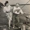 Gypsy Rose Lee and Lew Morrison fishing at Pewaukee Lake, Wisconsin