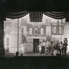Setting design by Mordecai Gorelik for Processional with June Walker as Sadie (in white dress blowing trumpet)