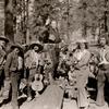 Warner Baxter and cast members in the motion picture Robin Hood of El Dorado