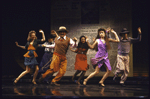 Actors (L-R) Helena Andreyko, Lee Mathis, Miguel Delgado, Michele Mais, Gela Jacobson and Richard Jay-Alexander dancing in a scene from the Broadway play "Zoot Suit." (New York)