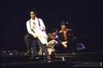 Actors (L-R) Daniel Valdez and Edward James Olmos in a scene from the Broadway play "Zoot Suit." (New York)
