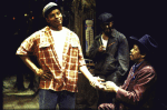 Actors (L-R) Curtis McClarin, Monte Russell and Willis Burks II in a scene from the New York Shakespeare Festival production of the play, "East Texas Hot Links" (New York)