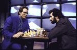 Actors (L-R) Stephen Bogardus and John Herrera in a scene from the National tour of the Broadway musical "Chess" (Miami)
