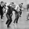 (Center L-R): Choreographers George Balanchine and Jerome Robbins leading rehearsal for NYC Ballet's "Pulcinella."