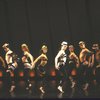 Actors (L-R) Beth Shorter, Michael Ricardo, Laurie Dawn Skinner, Cynthia Onrubia, Maryann Neu, Eileen Casey, Adrian Rosario & Ciscoe Bruton in a scene fr. the replacement cast of the Broadway musical "Dancin'."