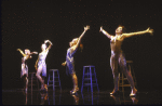 Actresses (L-R) Sandahl Bergman, Valarie Pettiford, Vicki Frederick & Cynthia Onrubia in a scene fr. the Chicago cast of the Broadway musical "Dancin'."