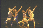 Actors (L-R) Stuart Carey, Vicki Frederick, Hinton Battle & Sandahl Bergman in a scene fr. the Chicago cast of the Broadway musical "Dancin'."