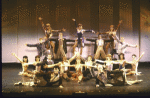 Entire cast in a scene fr. the National tour of the Broadway musical "Dancin'."