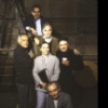 (Center L-R) Director Jose Quintero with actors Clarissa Kaye, James Mason and Ed Flanders (who left the production prior to opening) with playwright Brian Friel (front) and producer Morton Gottlieb (top) in a rehearsal shot from the Broadway play "Faith Healer." (New York)
