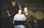 (L-R) Director Jose Quintero with actors Clarissa Kaye & James Mason in a rehearsal shot from the Broadway play "Faith Healer." (New York)
