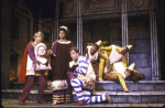 Actors (L-R) Robert Nichols, Marsha Bagwell, Lenny Wolpe, James Darrah, Steven Gelfer & Reed Jones in a scene fr. the National revival tour of the Broadway musical "A Funny Thing Happened on the Way to the Forum." (New York)