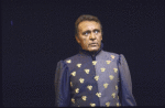 Actor Richard Burton in a scene fr. the revival of the Broadway musical "Camelot." (New York)