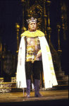 Actor Richard Burton in a scene fr. the revival of the Broadway musical "Camelot." (New York)