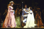 Actors (Front L-R) Christine Ebersole, William Parry & Richard Muenz in a scene fr. the revival of the Broadway musical "Camelot." (New York)