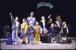 Actors (L-R) Wil Horneff, Ellen Latzen, James Naughton (rear), Michael Shulman, Alex Sobol, Angela Goethals, Zoe Taleporos, Zachary Solomon, John Ross, Stockard Channing and Kimberly Brown in a scene from the Broadway play "Four Baboons Adoring the Sun." (New York)