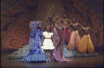 Actresses (Front L-R) Vivian Bonnell, Renee Harris & Roz Clark w. cast in a scene fr. the National tour of the Broadway musical "The Wiz." (Chicago)